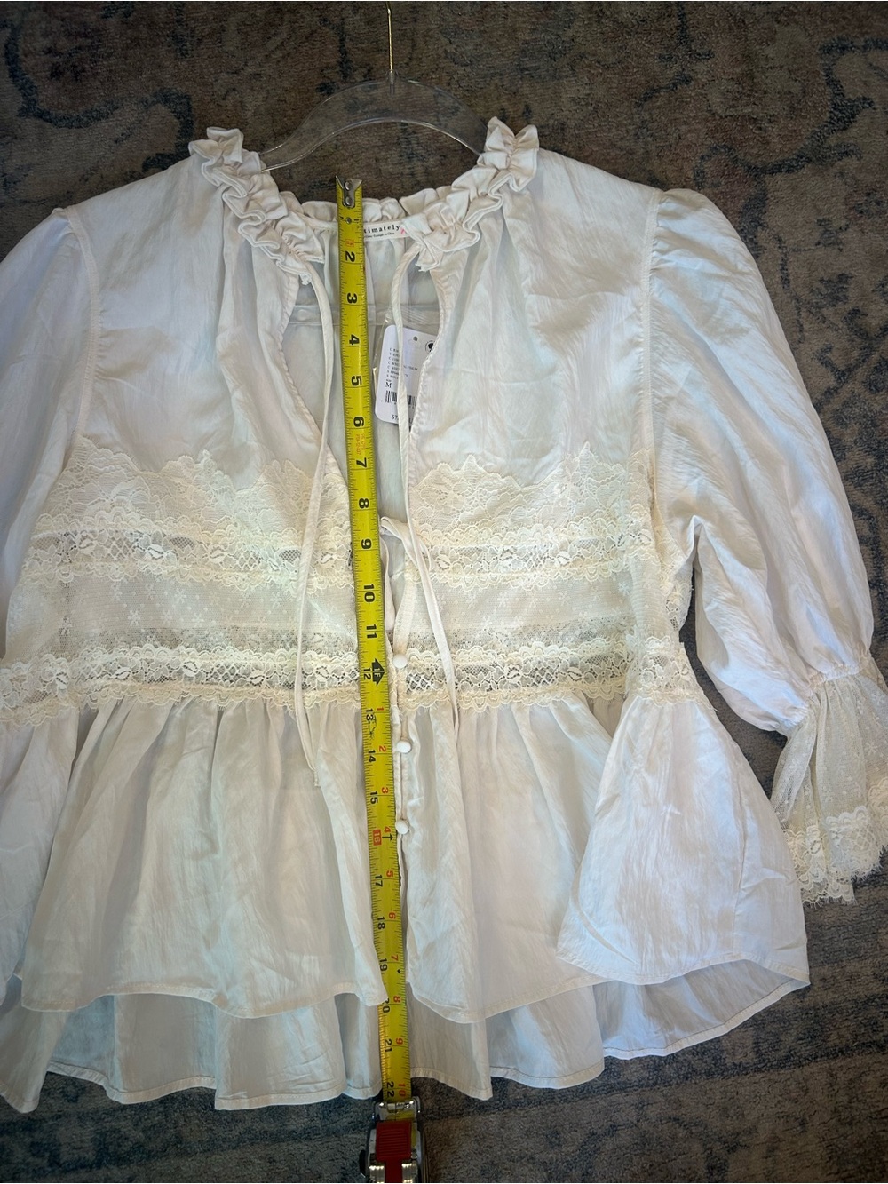 Free People Intimately NWT Forever Young Bed Jacket Cream Lace-Trim Peasant Top - Picture 5 of 7